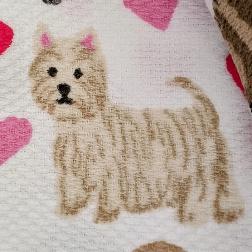 Boston Terrier Frenchie Various Dogs Hearts Set of 2 Kitchen Towel Set Multi NWT